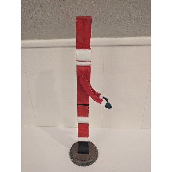 Vintage Santa Claus Figurine Hand Carved Wood Jointed Arms Folk Art 17" Tall - Picture 5 of 14